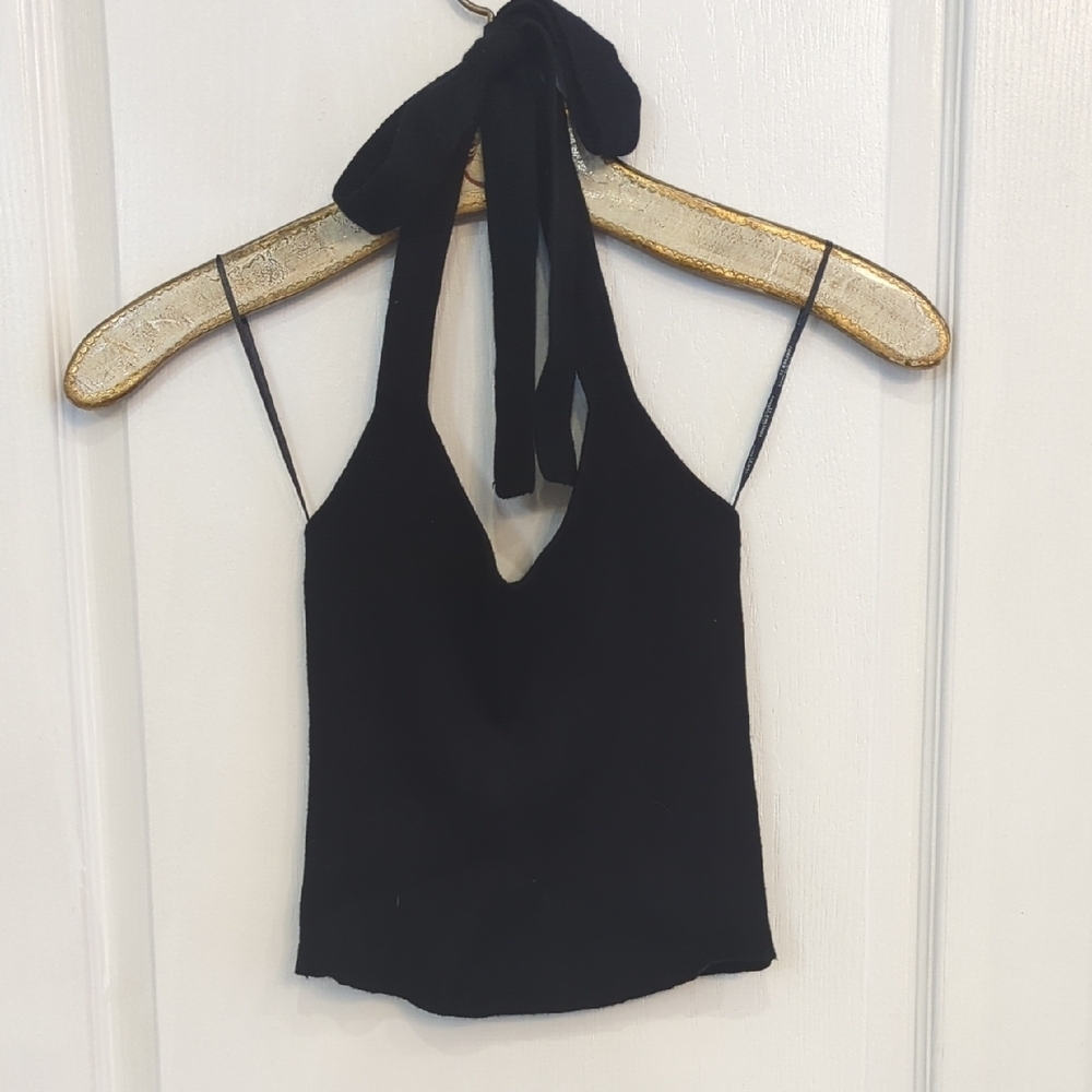 Black Knit Halter Top
